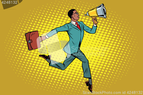 Image of elegant businessman with megaphone