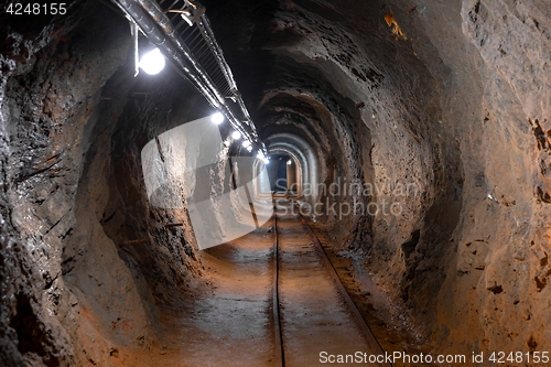 Image of Underground mine passage angle shot