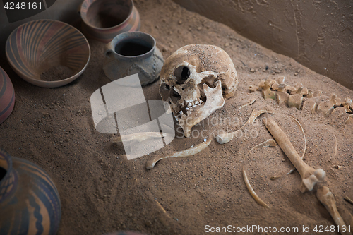 Image of Aged skeleton with pots