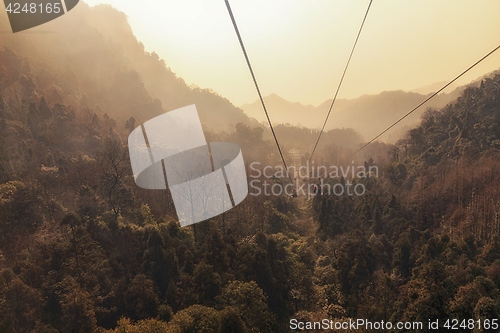 Image of A cable railway in the mountains