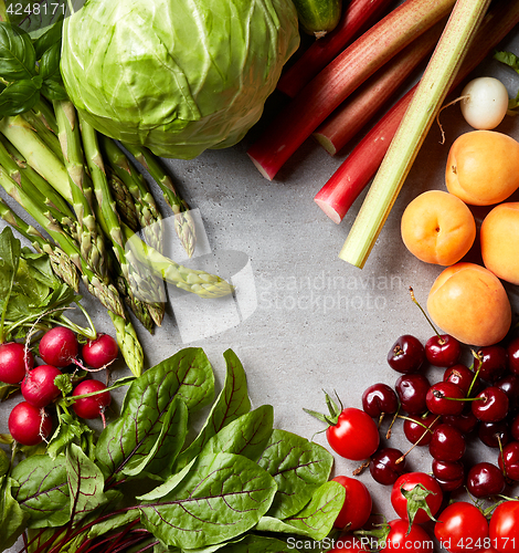 Image of various fresh vegetables and fruits