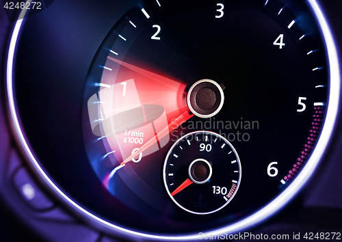 Image of tachometer of car