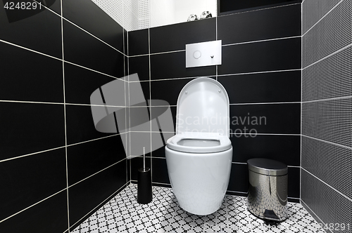 Image of Modern black and white toilet