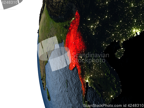 Image of Sunset over Myanmar from space