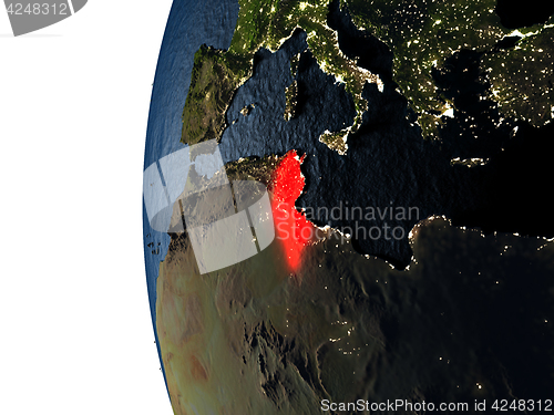 Image of Sunset over Tunisia from space