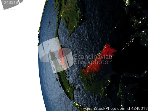 Image of Sunset over Malaysia from space