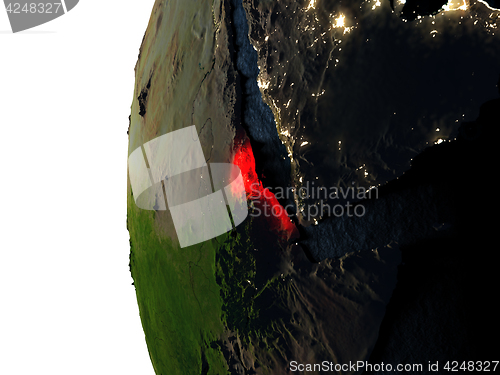 Image of Sunset over Eritrea from space