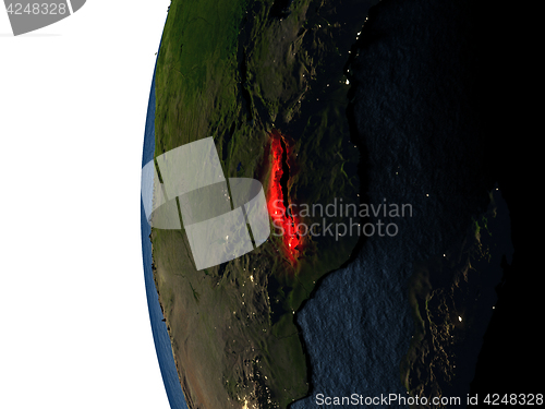 Image of Sunset over Malawi from space