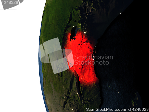 Image of Sunset over Tanzania from space