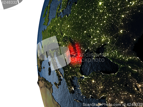 Image of Sunset over Romania from space