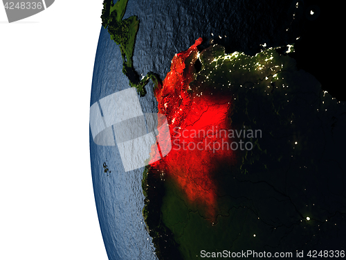 Image of Sunset over Colombia from space