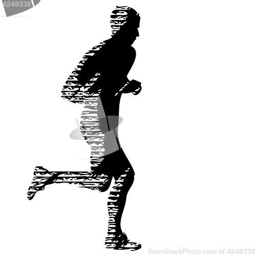 Image of Black Silhouettes Runners sprint men on white background