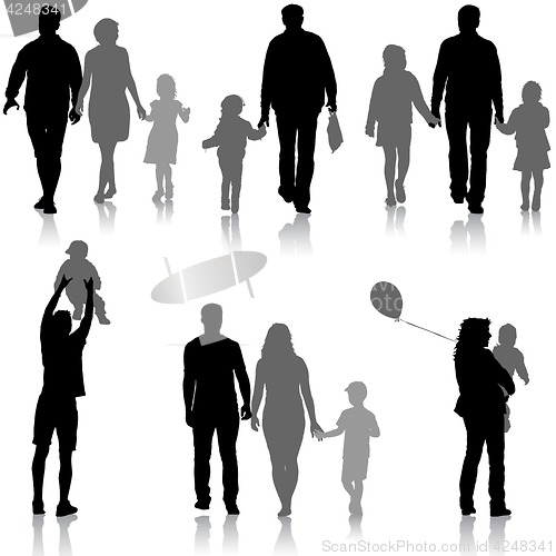 Image of Set silhouette of happy family on a white background. illustration.