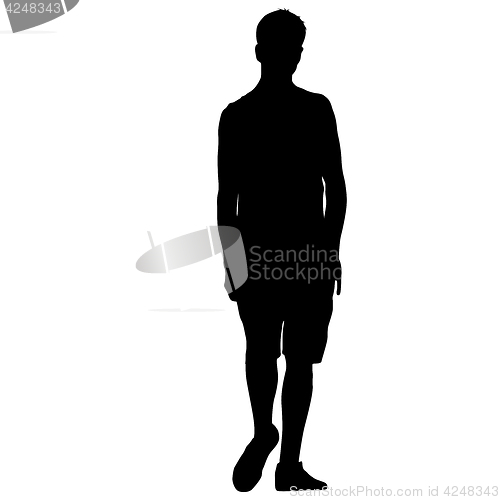 Image of Black silhouette man standing, people on white background