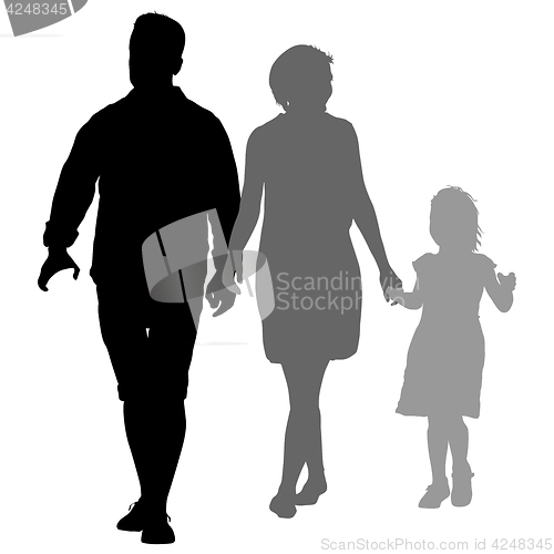 Image of Silhouette of happy family on a white background. illustration.