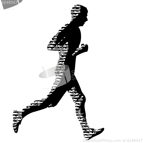 Image of Black Silhouettes Runners sprint men on white background