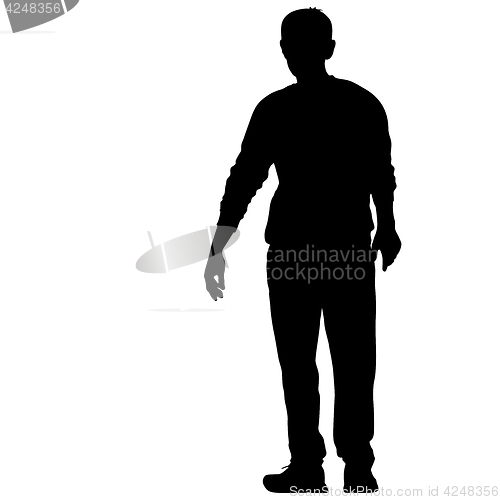 Image of Black silhouette man standing, people on white background