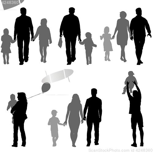 Image of Set silhouette of happy family on a white background. illustration.