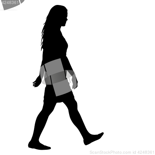 Image of Black silhouette woman standing, people on white background