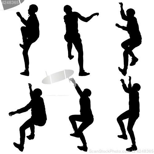 Image of Black set silhouette rock climber on white background