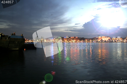 Image of Panorama of modern city at night.