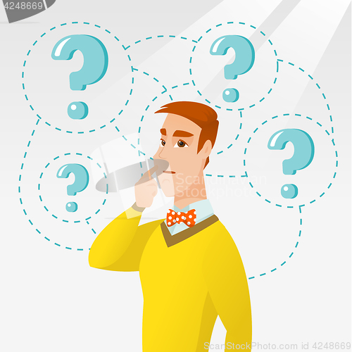 Image of Young businessman thinking vector illustration.