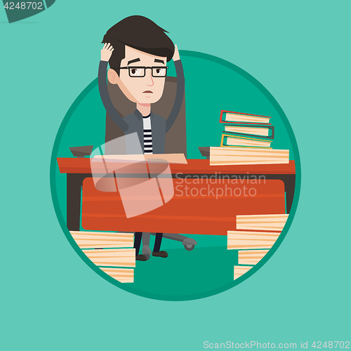 Image of Despair man sitting in office vector illustration.