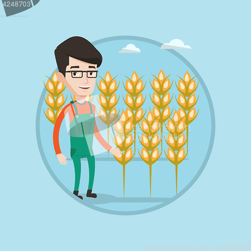 Image of Farmer in wheat field vector illustration.