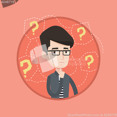 Image of Young businessman thinking vector illustration.