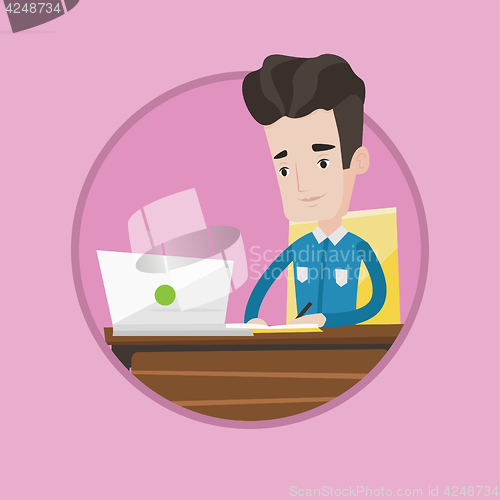 Image of Student using laptop for education.