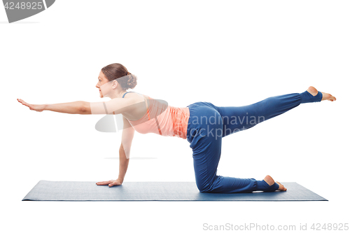 Image of Woman doing Hatha yoga asana isolated