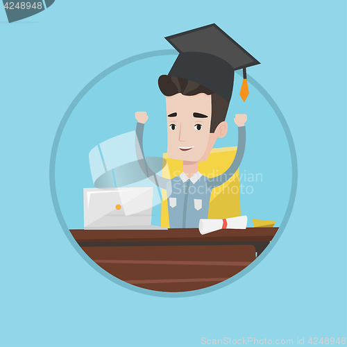 Image of Student using laptop for education.