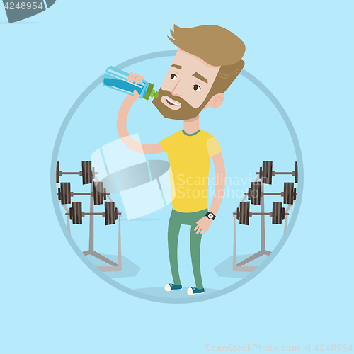 Image of Sportive man drinking water vector illustration.