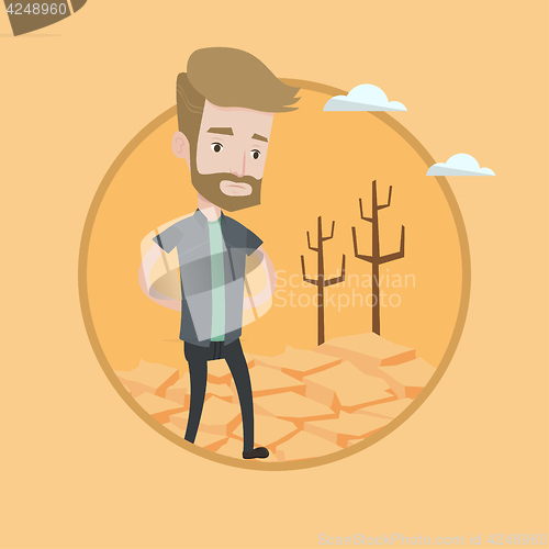 Image of Sad man in the desert vector illustration.