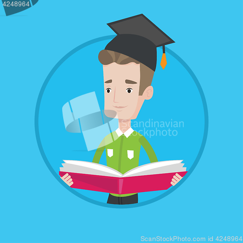 Image of Graduate with book in hands vector illustration.