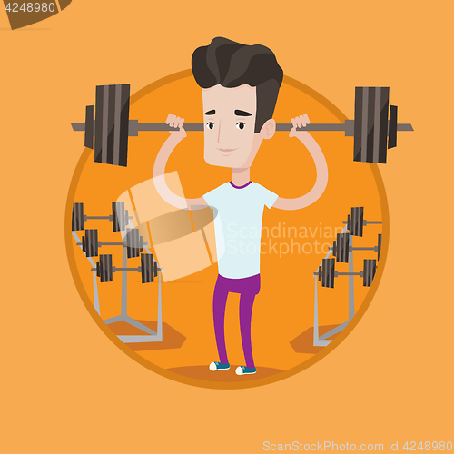 Image of Man lifting barbell vector illustration.