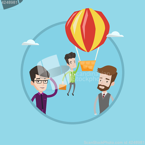 Image of Businessman hanging on balloon vector illustration