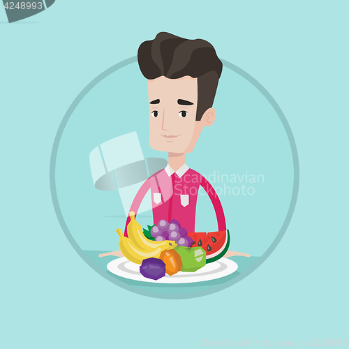 Image of Man with fresh fruits vector illustration.