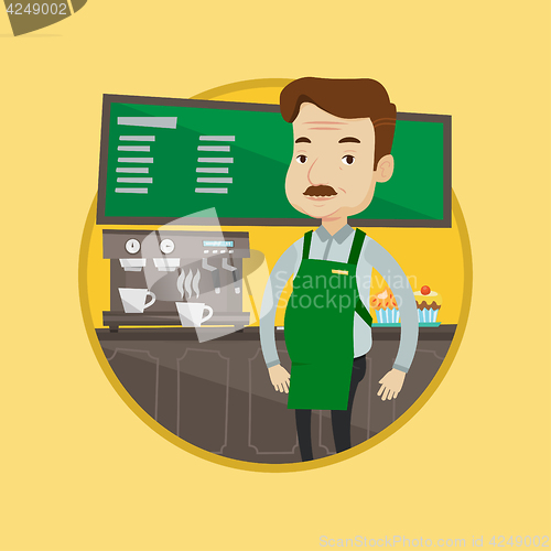 Image of Barista standing near coffee machine.