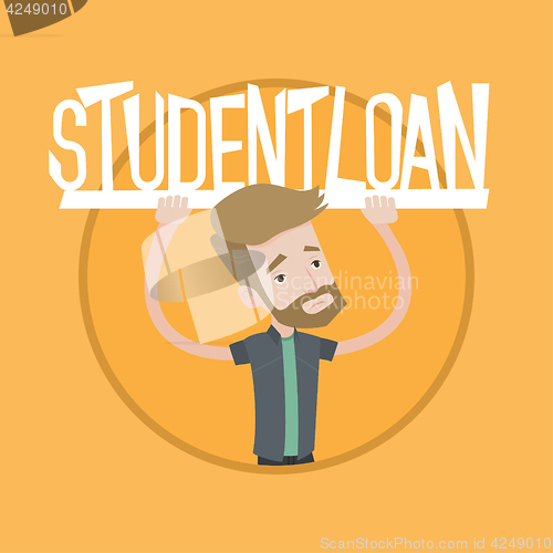 Image of Young man holding sign of student loan.