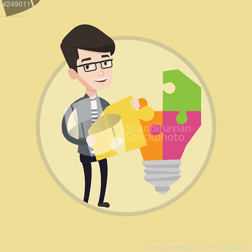 Image of Student with lightbulb vector illustration.