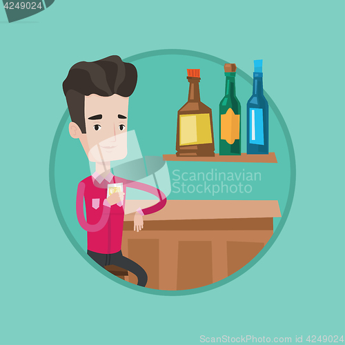 Image of Man sitting at the bar counter vector illustration