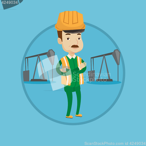 Image of Cnfident oil worker vector illustration.