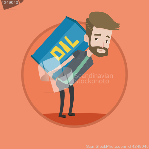 Image of Man carrying oil barrel vector illustration.