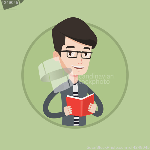 Image of Student reading book vector illustration.