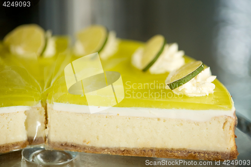 Image of pieces of lime cake on stand
