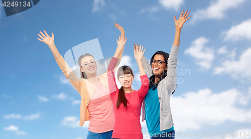 Image of international group of happy smiling women