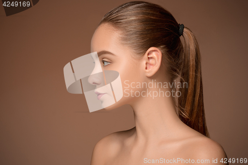 Image of Beautiful woman face portrait close up