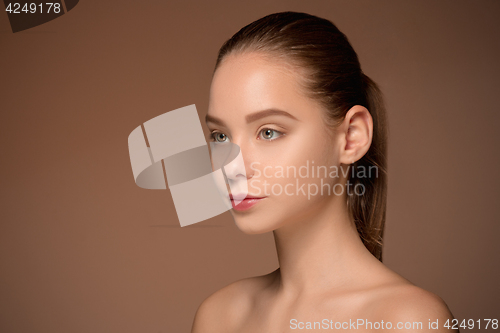 Image of Beautiful woman face portrait close up