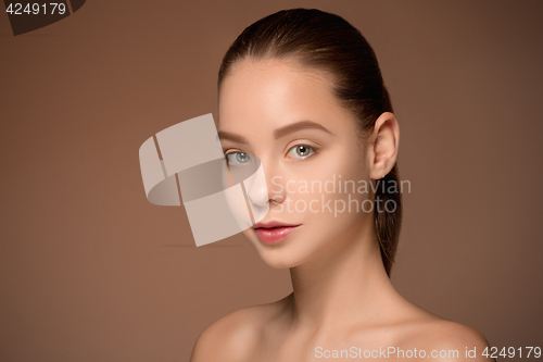 Image of Beautiful woman face portrait close up